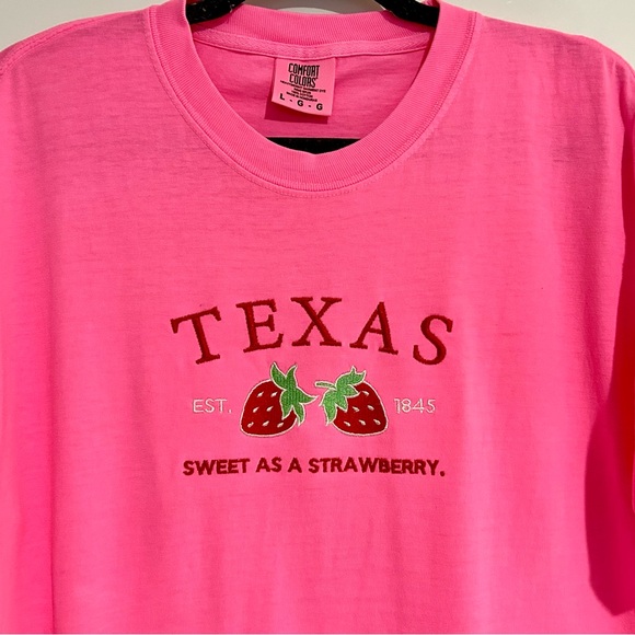 strawberry texas tee / embroidered Texas shirt / strawberry Texas tshirt - Picture 2 of 3